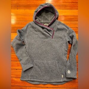 STIO Sweetwater Fleece Hoodie Pullover 1/4 Zip Womens Size Large, blue
